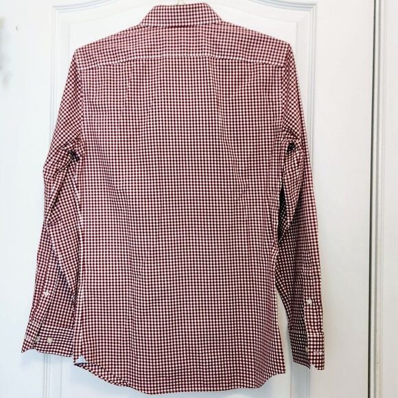 Banana Republic LS Shirt Burgundy Check SMALL 14-14.5 - Picture 4 of 4